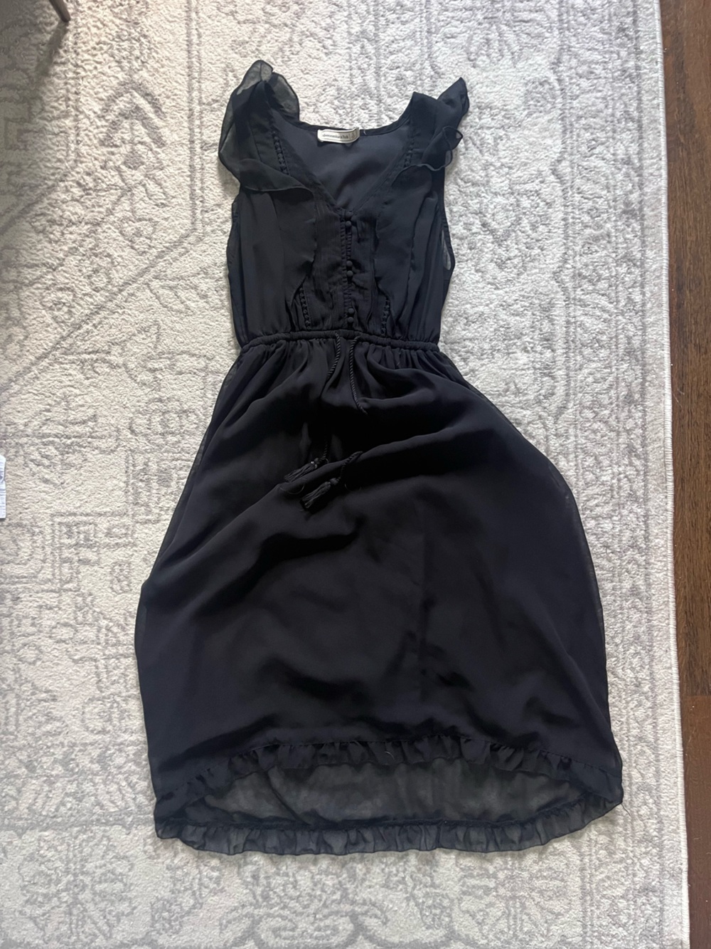 Abercrombie & Fitch Black Ruffle Hem High-Low Dress